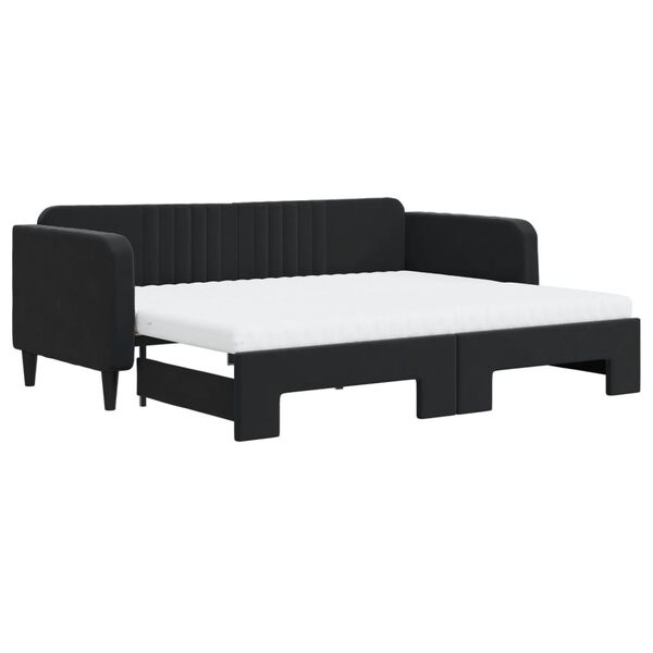 vidaXL Lit de jour avec gigogne et matelas noir 90x200 cm velours