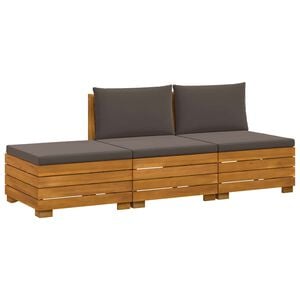 vidaXL 3 pc Ensemble de canap&eacute;s d'ext&eacute;rieur Bois d'Acacia Massif