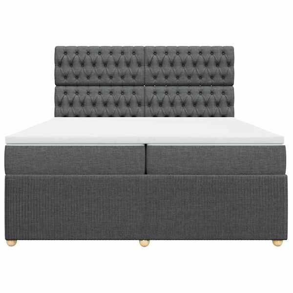 vidaXL Sommier &agrave; lattes de lit avec matelas Gris fonc&eacute; 200x200cm Tissu