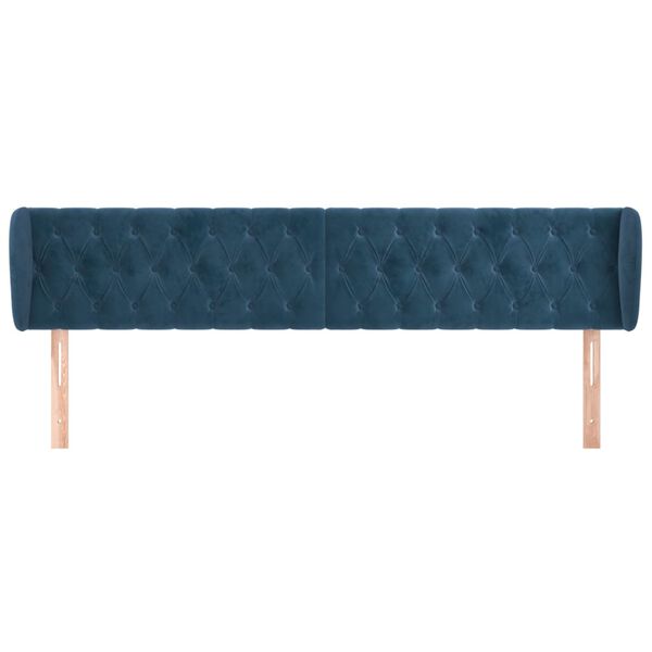 vidaXL Tête de lit avec oreilles Bleu foncé 203x23x78/88 cm Velours