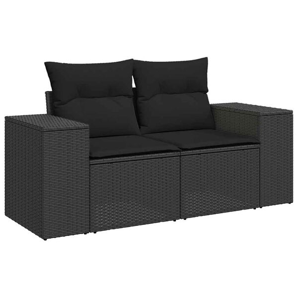 vidaXL Salon de jardin 5 pcs avec coussins noir r&eacute;sine tress&eacute;e