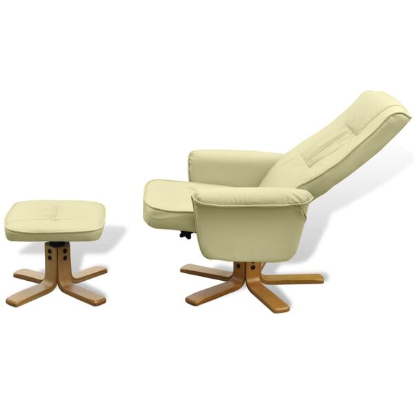 vidaXL Fauteuil avec repose-pied Blanc cr&egrave;me Similicuir