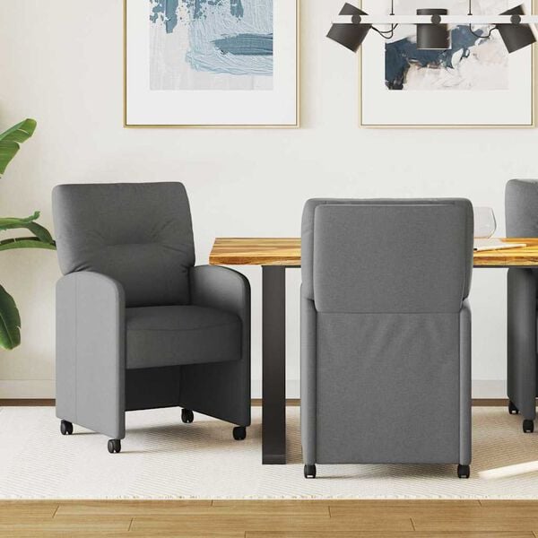 vidaXL Chaises de Salle à Manger avec Roues 2 pcs Gris foncé