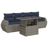 vidaXL Salon de jardin 5 pcs avec coussins gris r&eacute;sine tress&eacute;e acacia
