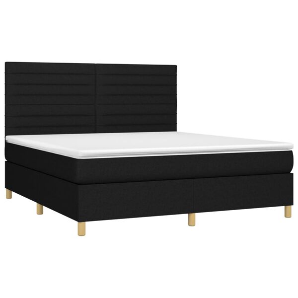 vidaXL Sommier &agrave; lattes de lit et matelas et LED Noir 180x200 cm Tissu
