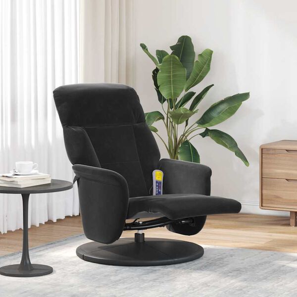 vidaXL Fauteuil inclinable de massage avec repose-pied noir velours
