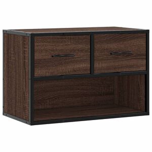 vidaXL Meuble TV ch&ecirc;ne brun 60x31x39,5 cm bois d'ing&eacute;nierie et m&eacute;tal