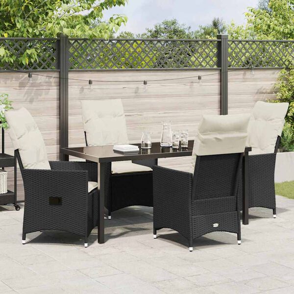 vidaXL Ensemble de salle à manger pour jardin 5 pcs Noir polyrotin