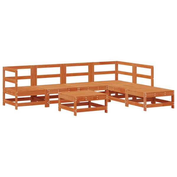 vidaXL Ensemble de salon de jardin 7 pcs Brun Cir&eacute; Pin massif