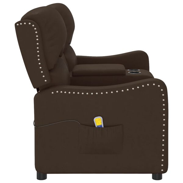 vidaXL Fauteuil inclinable porte-gobelets 2 places marron similicuir