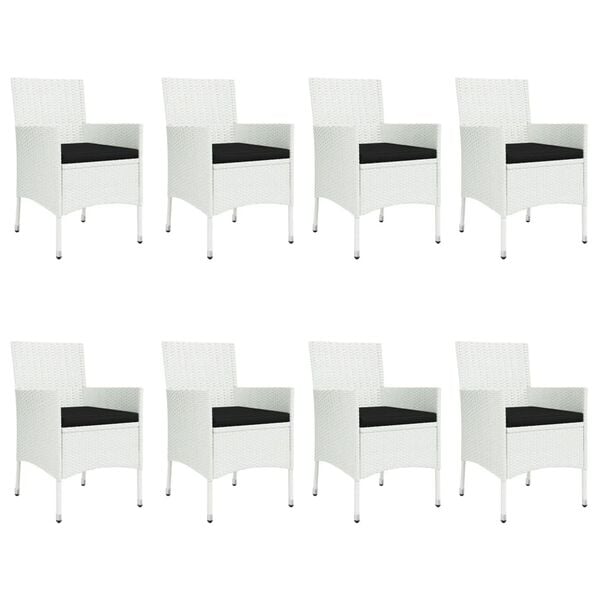 vidaXL Ensemble à manger de jardin et coussins 9 pcs blanc poly rotin