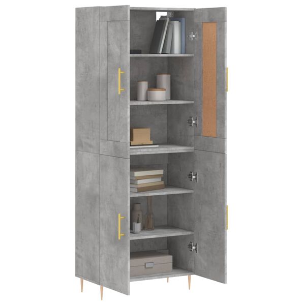vidaXL Buffet haut Gris b&eacute;ton 69,5x34x180 cm Bois d'ing&eacute;nierie