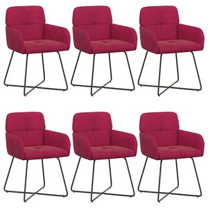 vidaXL Chaises de salle &agrave; manger 6 pc Velours Bordeaux