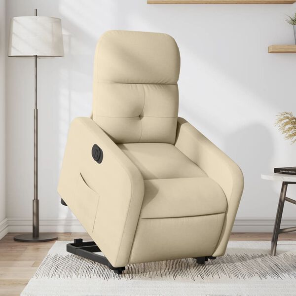 vidaXL Fauteuil inclinable &eacute;lectrique cr&egrave;me tissu