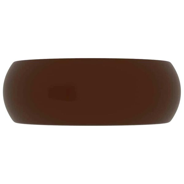 vidaXL Lavabo rond de luxe Marron fonc&eacute; mat 40x15 cm C&eacute;ramique