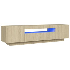 vidaXL Meuble TV avec lumi&egrave;res LED Ch&ecirc;ne sonoma 160x35x40 cm