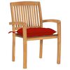 vidaXL Chaises de jardin lot de 2 et coussins rouge Bois teck massif
