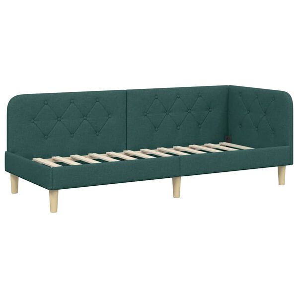 vidaXL Cadre de lit d'angle Vert fonc&eacute; 80 x 200 cm tissu
