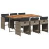 vidaXL Ensemble &agrave; manger de jardin et coussins 7 pcs gris rotin