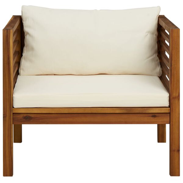 vidaXL Chaise de jardin avec coussins blanc cr&egrave;me Bois d'acacia massif