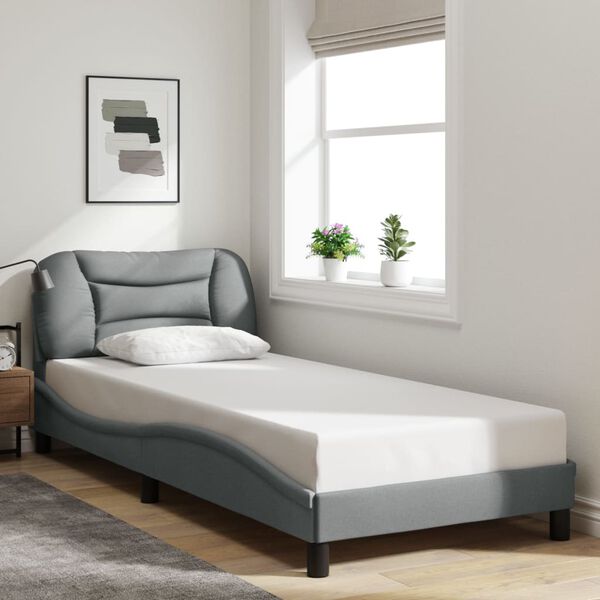 vidaXL Cadre de lit sans matelas Hvar gris clair 90x200 cm tissu
