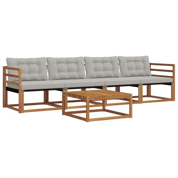 vidaXL Ensemble de canap&eacute;s d'ext&eacute;rieur 5 pcs Gris Naturel et Clair