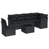 vidaXL Salon de jardin 7 pcs avec coussins noir r&eacute;sine tress&eacute;e