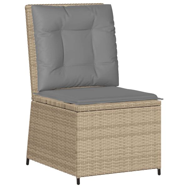 vidaXL Canap&eacute; inclinable de jardin avec coussins beige r&eacute;sine tress&eacute;e
