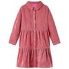 Robe enfants &agrave; manches longues velours c&ocirc;tel&eacute; rose ancien 128