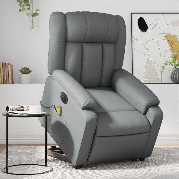 vidaXL Fauteuil inclinable de massage &eacute;lectrique gris similicuir