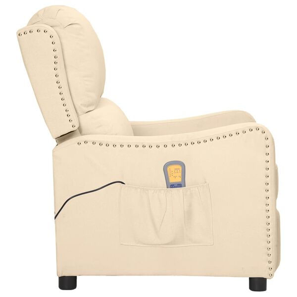 vidaXL Fauteuil de massage Cr&egrave;me Tissu