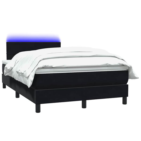 vidaXL Sommier &agrave; lattes de lit avec matelas et LED noir 120x210 cm velours