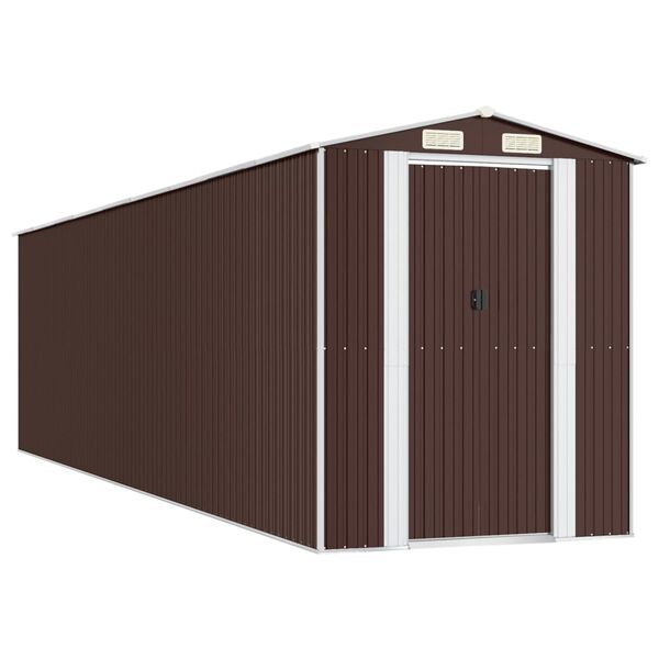 vidaXL Abri de jardin Marron fonc&eacute; 192x772x223 cm Acier galvanis&eacute;