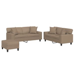 vidaXL Ensemble de canap&eacute;s 3 pcs avec coussins cappuccino similicuir