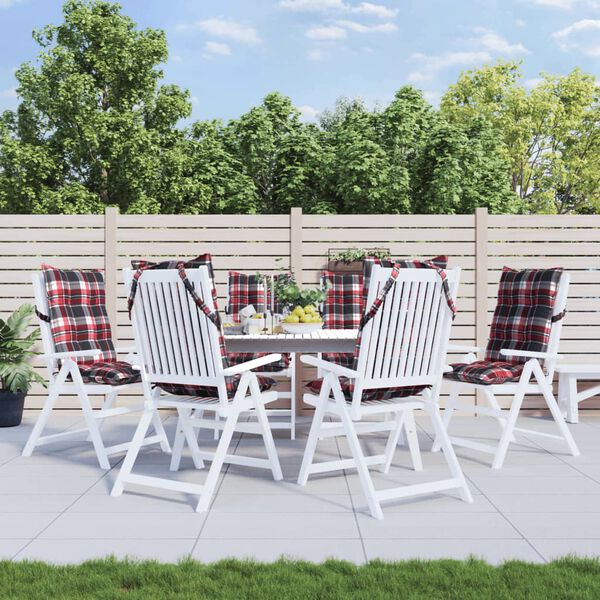 vidaXL Coussins de chaise &agrave; dossier haut lot de 6 motif carreaux rouge