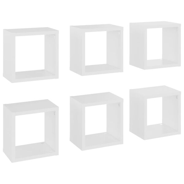 vidaXL &Eacute;tag&egrave;res cube murales 6 pcs Blanc 22x15x22 cm