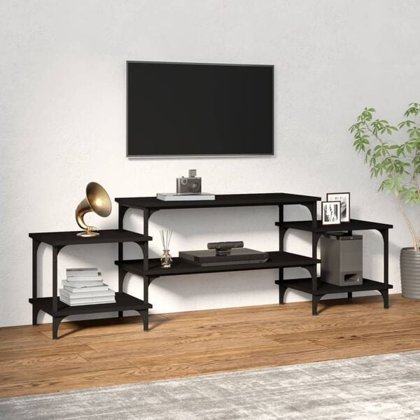 vidaXL Meuble TV noir 157x35x52 cm bois d'ingénierie