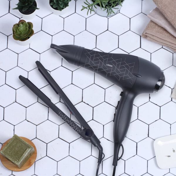 Livoo Coffret cadeau s&egrave;che-cheveux et fer &agrave; lisser Noir