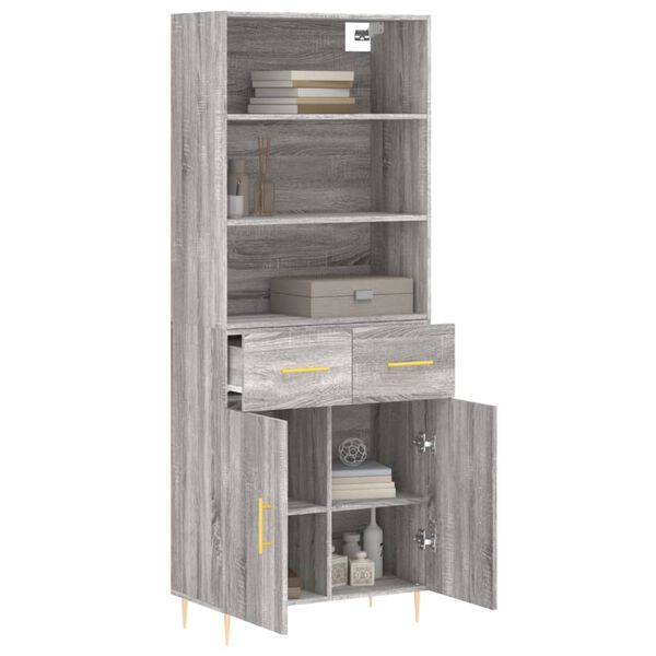 vidaXL Buffet haut Sonoma gris 69,5x34x180 cm Bois d'ing&eacute;nierie