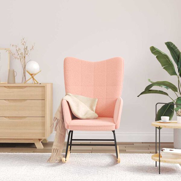 vidaXL Chaise à bascule Rose Tissu Sherpa