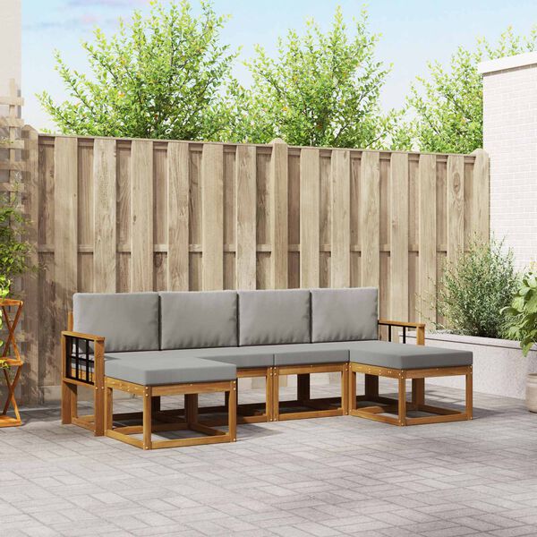 vidaXL Ensemble de canap&eacute;s d'ext&eacute;rieur 6 pcs Gris Naturel et Clair