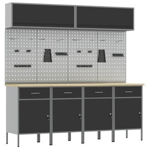 vidaXL Ensemble de placards de travail avec tiroir 10 pc Noir