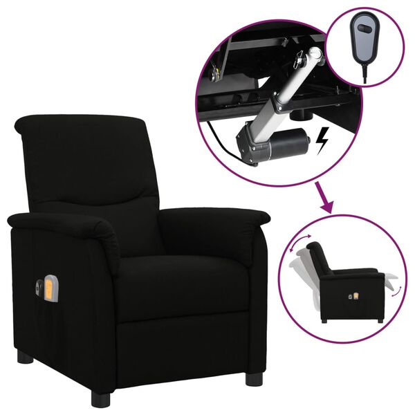 vidaXL Fauteuil électrique de massage Noir Tissu