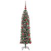 vidaXL Arbre de Noël artificiel slim avec 150 LED Vert et blanc 120 cm