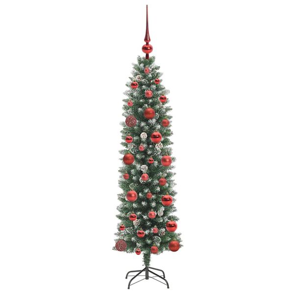 vidaXL Arbre de Noël artificiel slim avec 150 LED Vert et blanc 120 cm