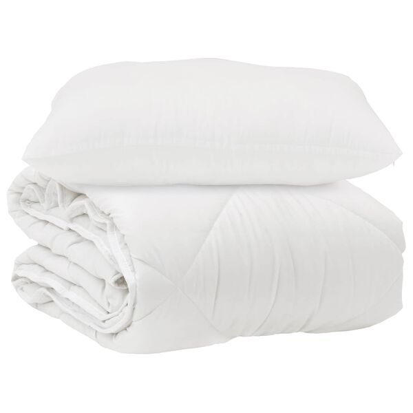 vidaXL Couette avec oreiller 2 pcs Blanc Microfibre