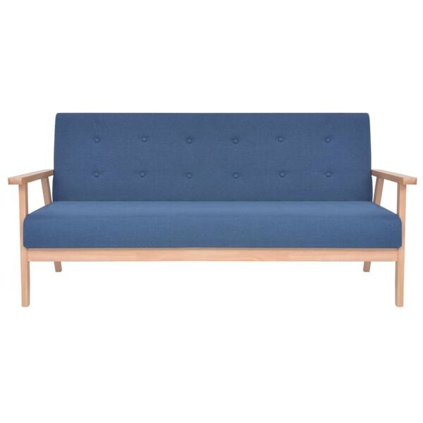 vidaXL Ensemble de canapés 3 pcs Tissu Bleu