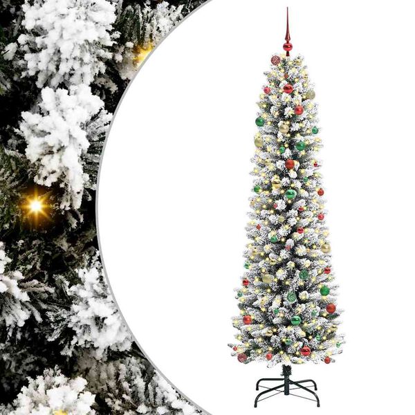 vidaXL Sapin de No&euml;l artificiel Blanc 240 cm PVC, m&eacute;tal et plastique