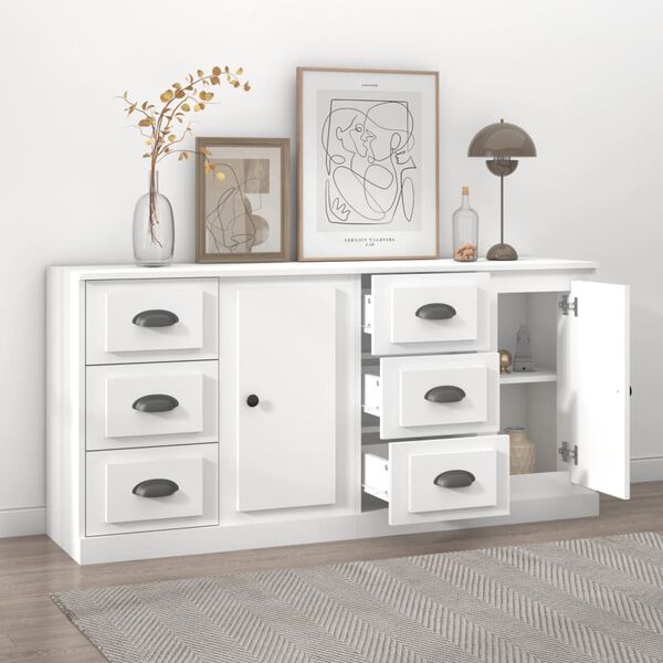 vidaXL Buffets 2 pcs blanc bois d'ing&eacute;nierie