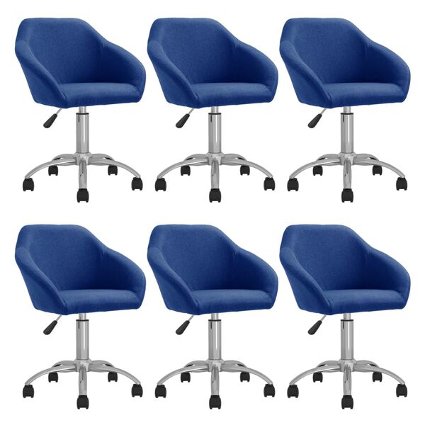 vidaXL Chaises pivotantes &agrave; manger lot de 6 bleu tissu